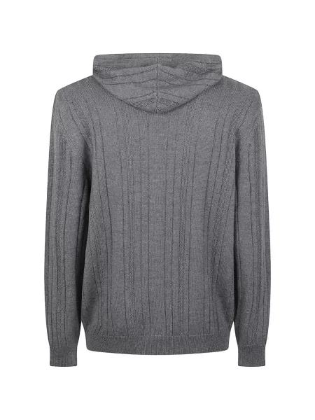 Πλεκτό hoodie Brett Johnson με κορδόνι γκρι
