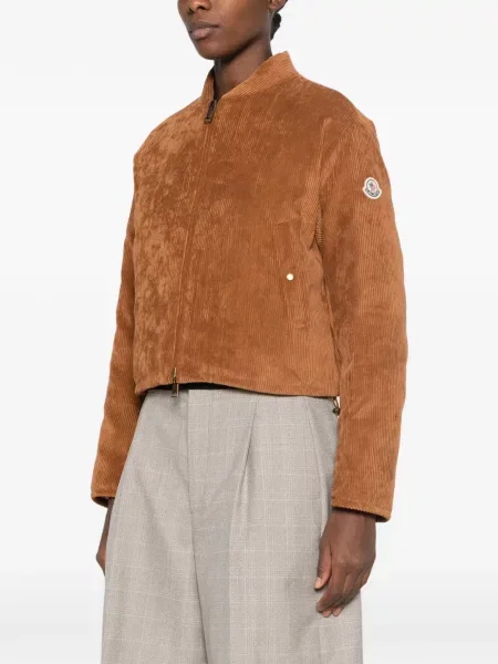 Reversibil geacă Moncler de catifea cord maro