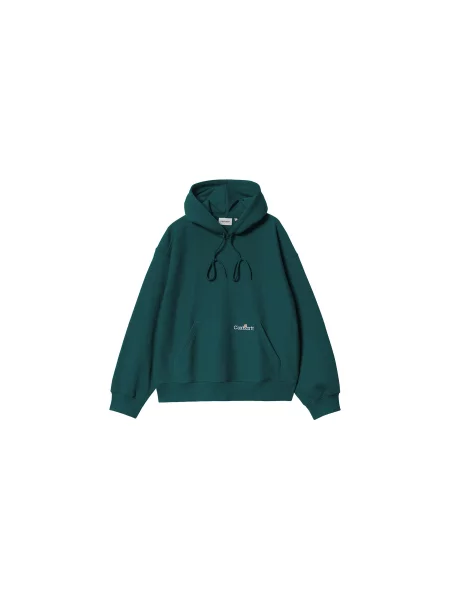 Carhartt WIP Hooded Label Script Sweat Malachite Mężczyźni Bluzy i bluzy z kapturem Carhartt WIP Size: M niebieski
