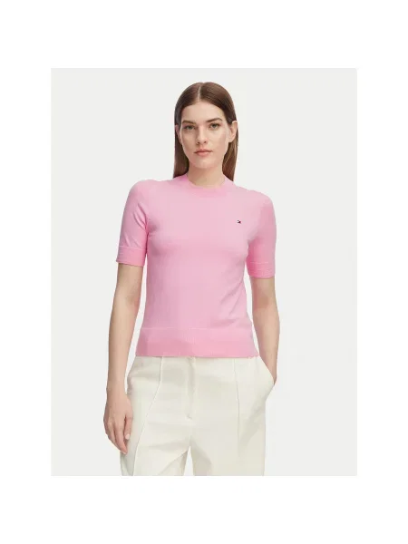 Tommy Hilfiger Póló Világos Slim Fit rózsaszín