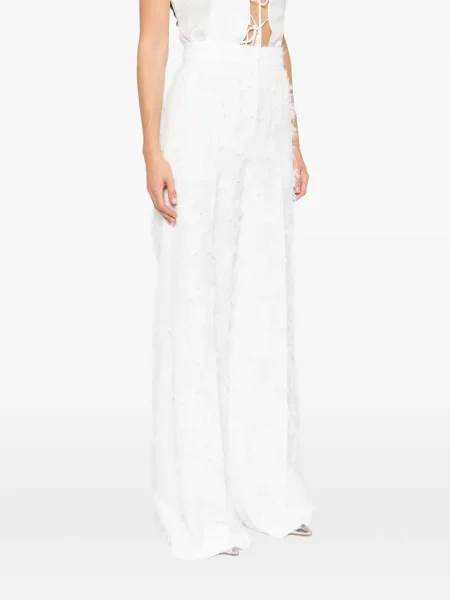 Pantaloni Nissa din jacard alb