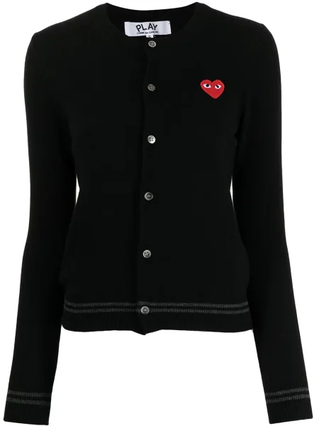 Cardigan Comme Des Garcons Play cu broderie negru
