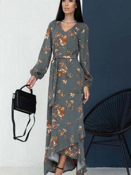 Макси платье Rimari с принтом хаки