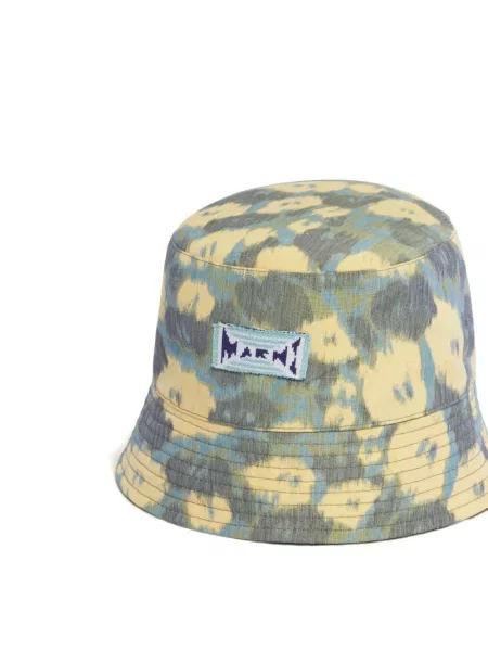 Květinový klobouk bucket Marni s autogramem modrý