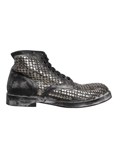 Buty do kostki Dolce And Gabbana skórzane z ćwiekami czarne