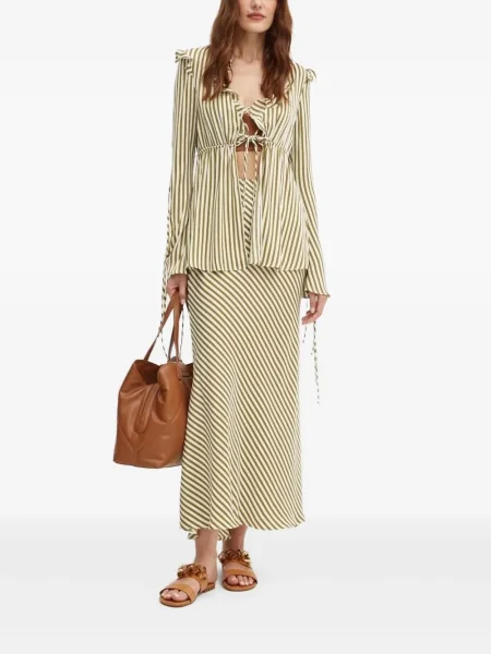 Bluză Bardot cu dungi verde