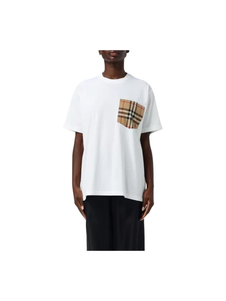 Koszulka Burberry żakardowa w kratkę biała