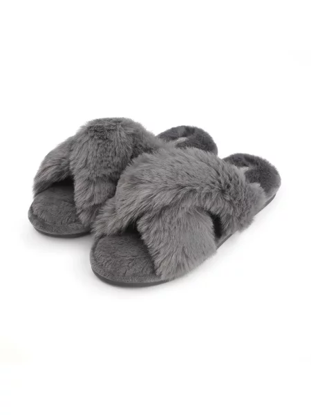 Искусственный мех тапочки Mbm My Home серые