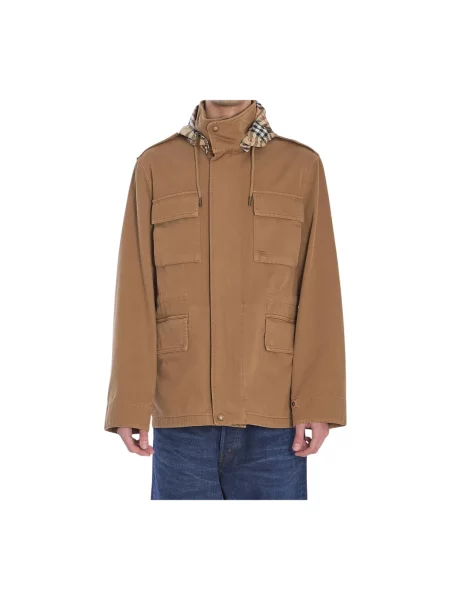 Parka Burberry z kapturem brązowa