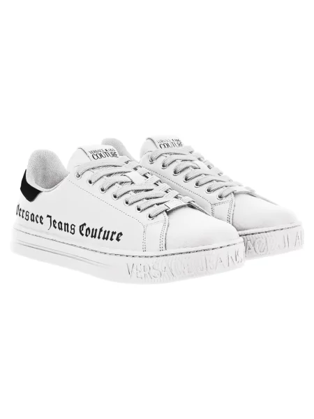 Sneakersy Versace Jeans Couture skórzane z nadrukiem białe