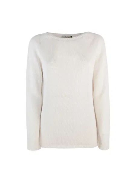 Lniana bluza z kapturem Max Mara z kapturem beżowa