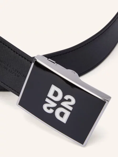Kožený reverzibilní pásek Dsquared2 černý