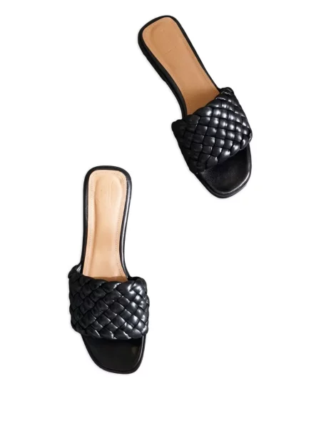 Sandale Flattered din piele fără toc negru