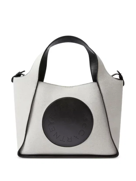 Geantă shopper Stella Mccartney din canvas cu autograf gri