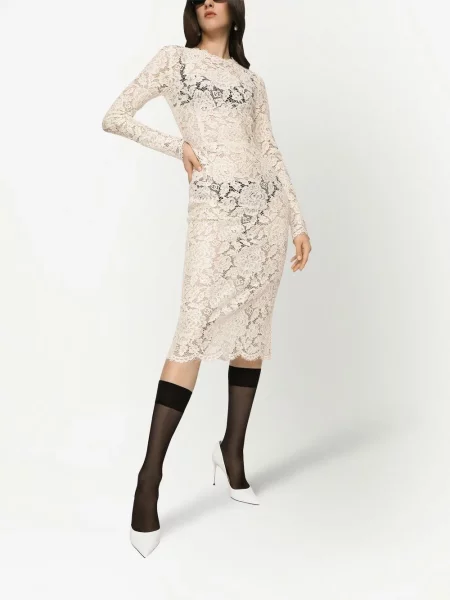 Nėriniuota kostiumas midi suknelė Dolce & Gabbana iki kelių balta