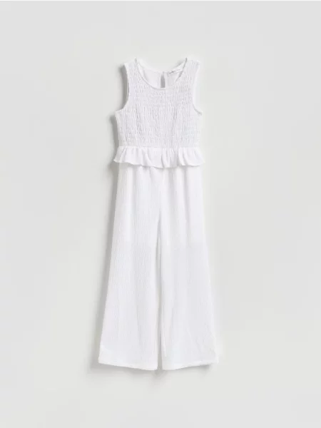 Reserved Комбінезон із жатої тканини кремовий 