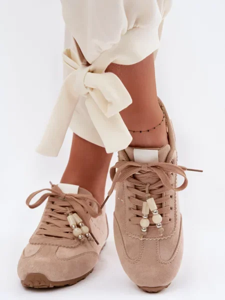 Tenisky Boto s korálky béžové