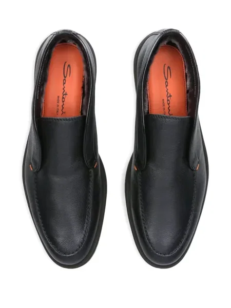 Pantofi loafer Santoni din piele slip-on negru