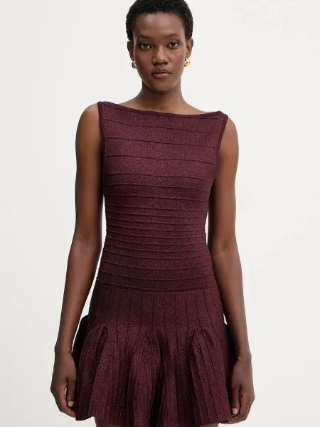 Retrofete rochie Audrina mini evazați bordo