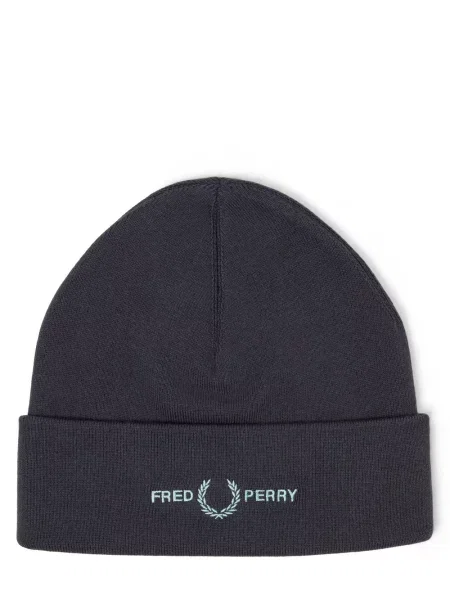 FRED PERRY Graphic FLP Beanie Navy/Silver Blue Universal niebieska