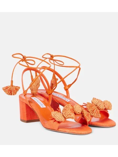 Usnjene sandali Aquazzura oranžna