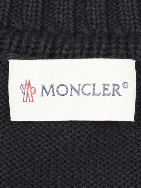 Pleteni džemper Moncler s autogramom plava