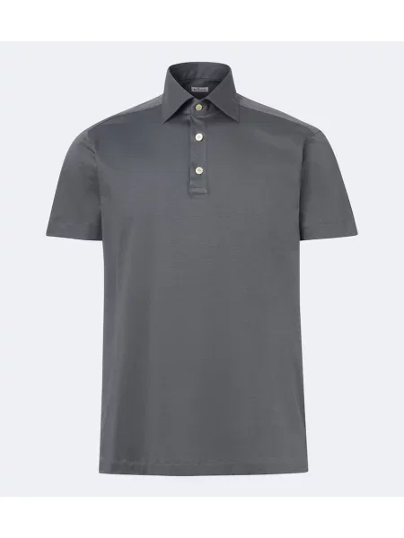 Tricou polo Kiton din jerseu gri