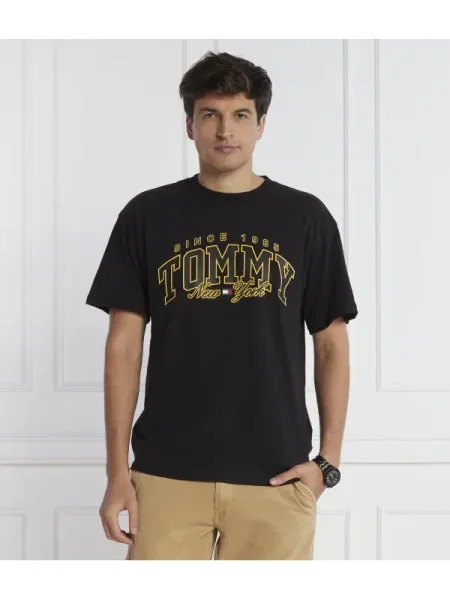 Tommy Jeans Tricou LUXE VARSITY | Relaxed fit negru