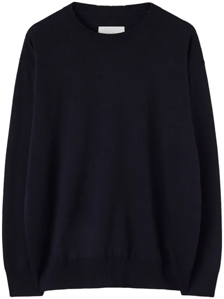 Pulover de lână Jil Sander de lână cu decolteu rotund negru