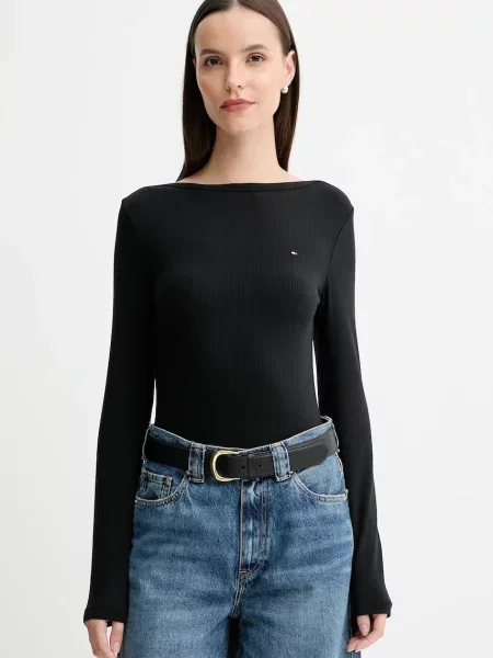 Tommy Hilfiger Majica z dolgimi rokavi črna