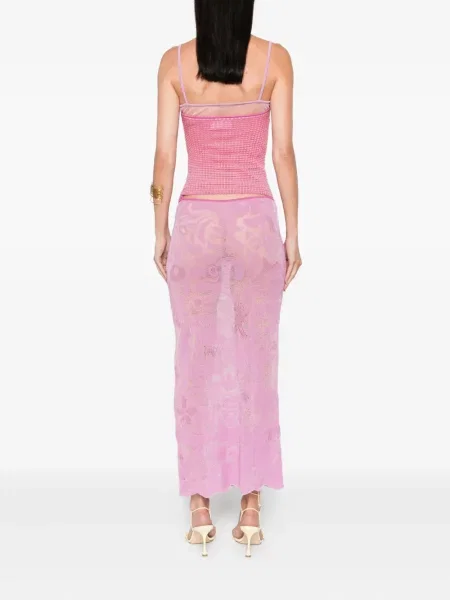 Rochie maxi Roberta Einer tricotate de costum roz