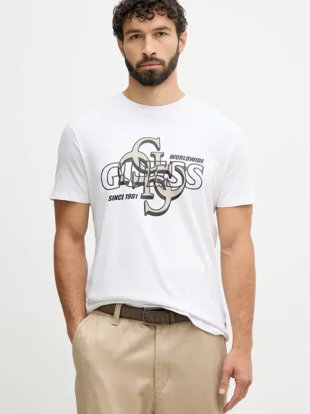Тениска Guess с принт бяло