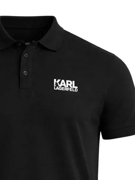 Polo majica Karl Lagerfeld s printom crna