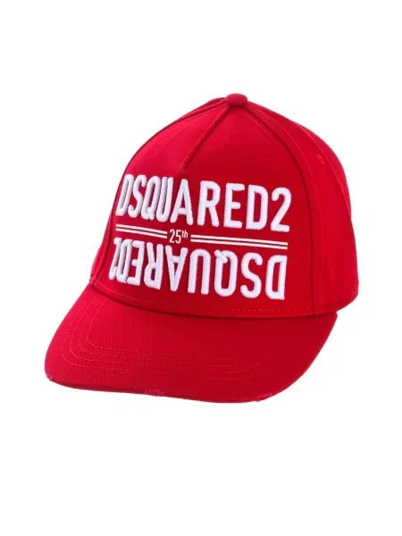 Czapka z daszkiem Dsquared2 z przetarciami czerwona
