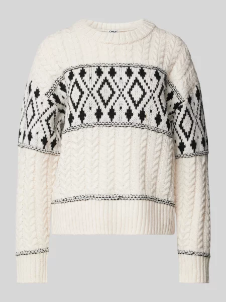 Sweter z dzianiny o kroju regular fit z prążkowanymi wykończeniami model ‘MARENT’ Only