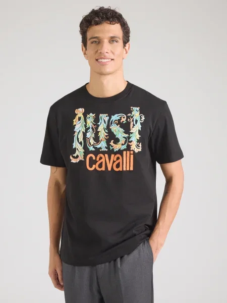 Just Cavalli Tricou albastru deschis / verde deschis / portocaliu negru