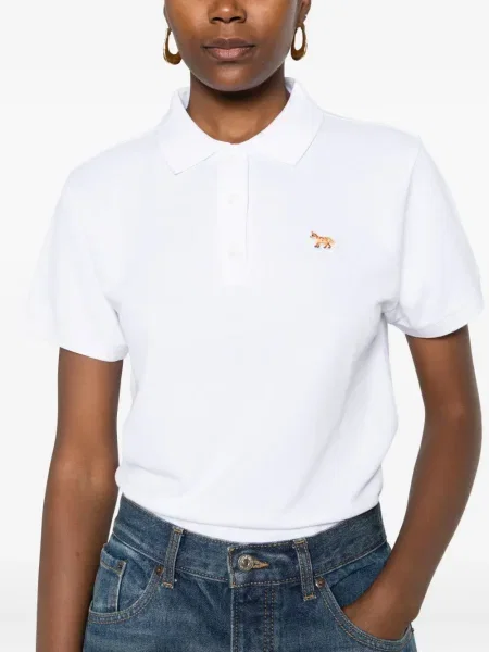Polo Maison Kitsune cu broderie alb