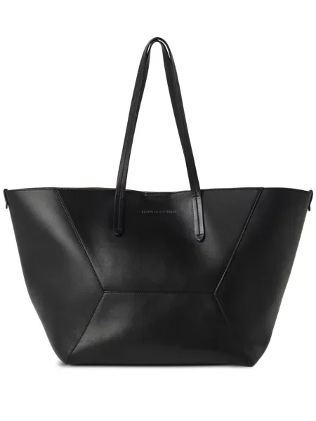 Geantă shopper Brunello Cucinelli din piele negru