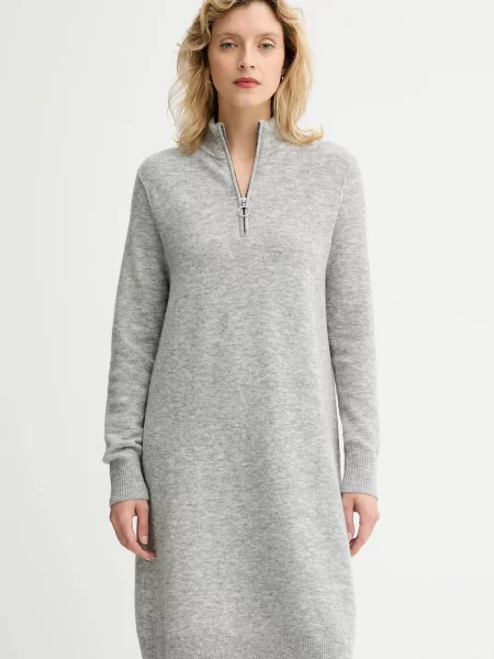 Marc O'Polo rochie cu lână mini drept gri