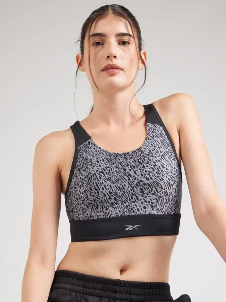Reebok Športová podprsenka svetlosivá biela čierna