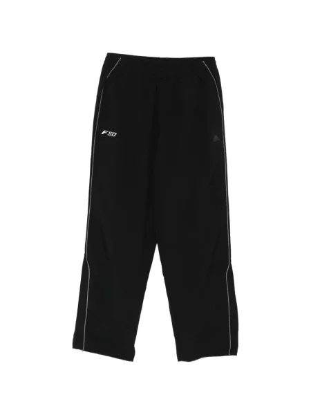 Pruhované kalhoty Adidas s potiskem černé