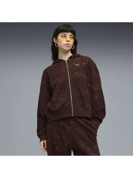 PUMA bluza z kapturem Street Glam oversize na Odzież S brązowy