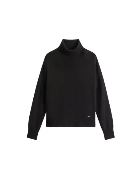 Sweter z golfem Woolrich wełniany do golfa czarny