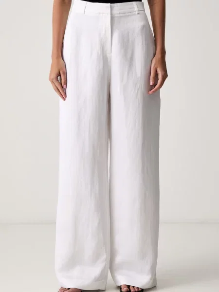 Le Privé pantaloni regular pentru femei cu in FRANCOISE TROUSERS BLANC alb