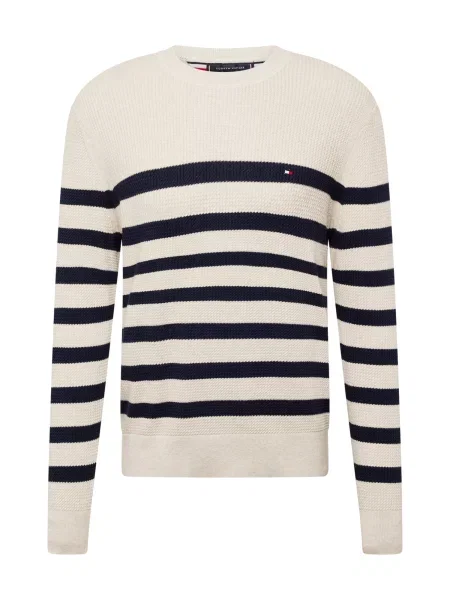 TOMMY HILFIGER Pulover crem / marin albastru