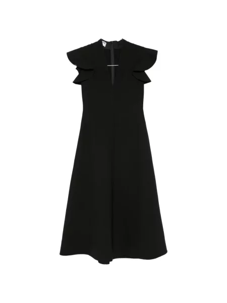 Rochie midi Moschino cu decolteu în V cu volane negru