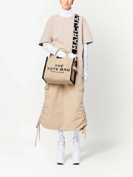 Geantă de mână Marc Jacobs cu bretele cu autograf negru