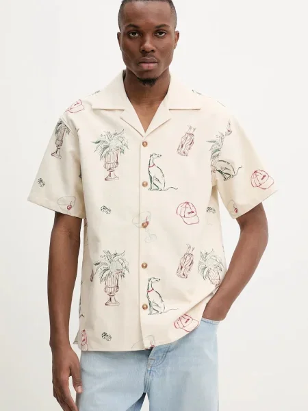 Drôle de Monsieur cămașă din La Chemise Brodee Country Club barbati regular bej