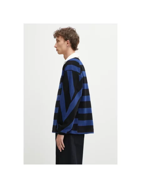 Ader Error longsleeve z dodatkiem wełny POLO wzorzysty niebieski