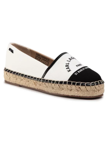 Espadrile KARL LAGERFELD White Canvas w/Black bela